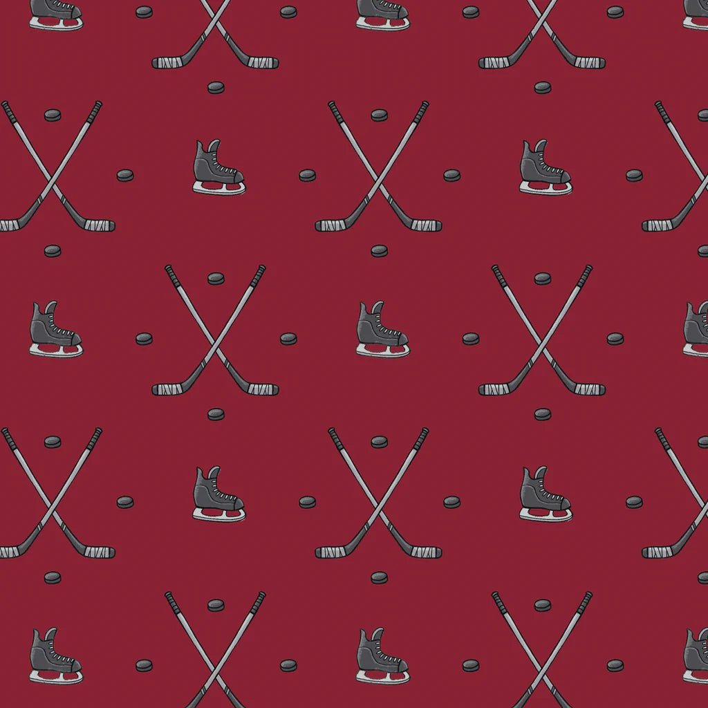 Hockey Anthem Cotton Fabric – Crimson | North of Ordinary | Quilting Cotton