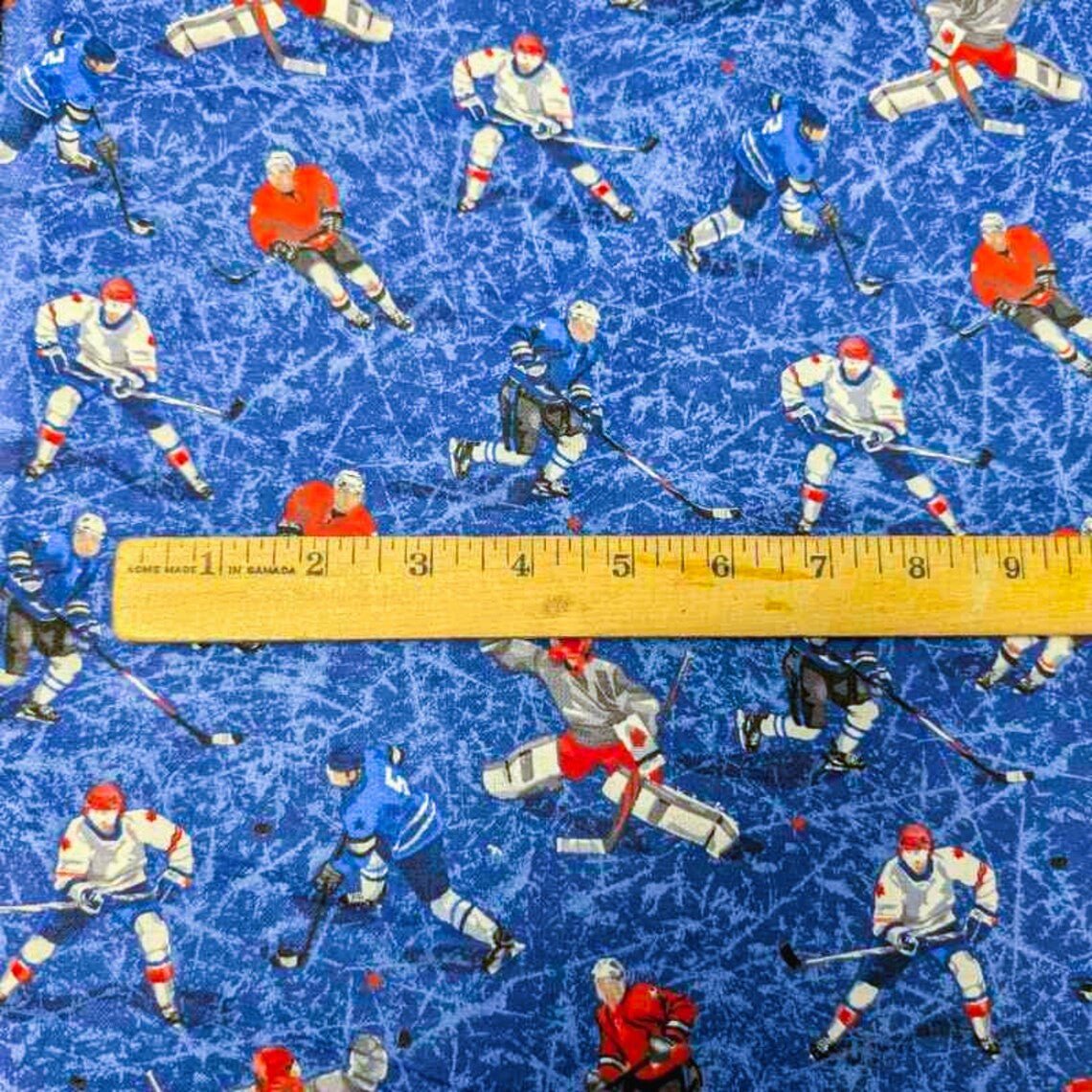 Hockey Players FLANNEL on Navy Cracked Ice