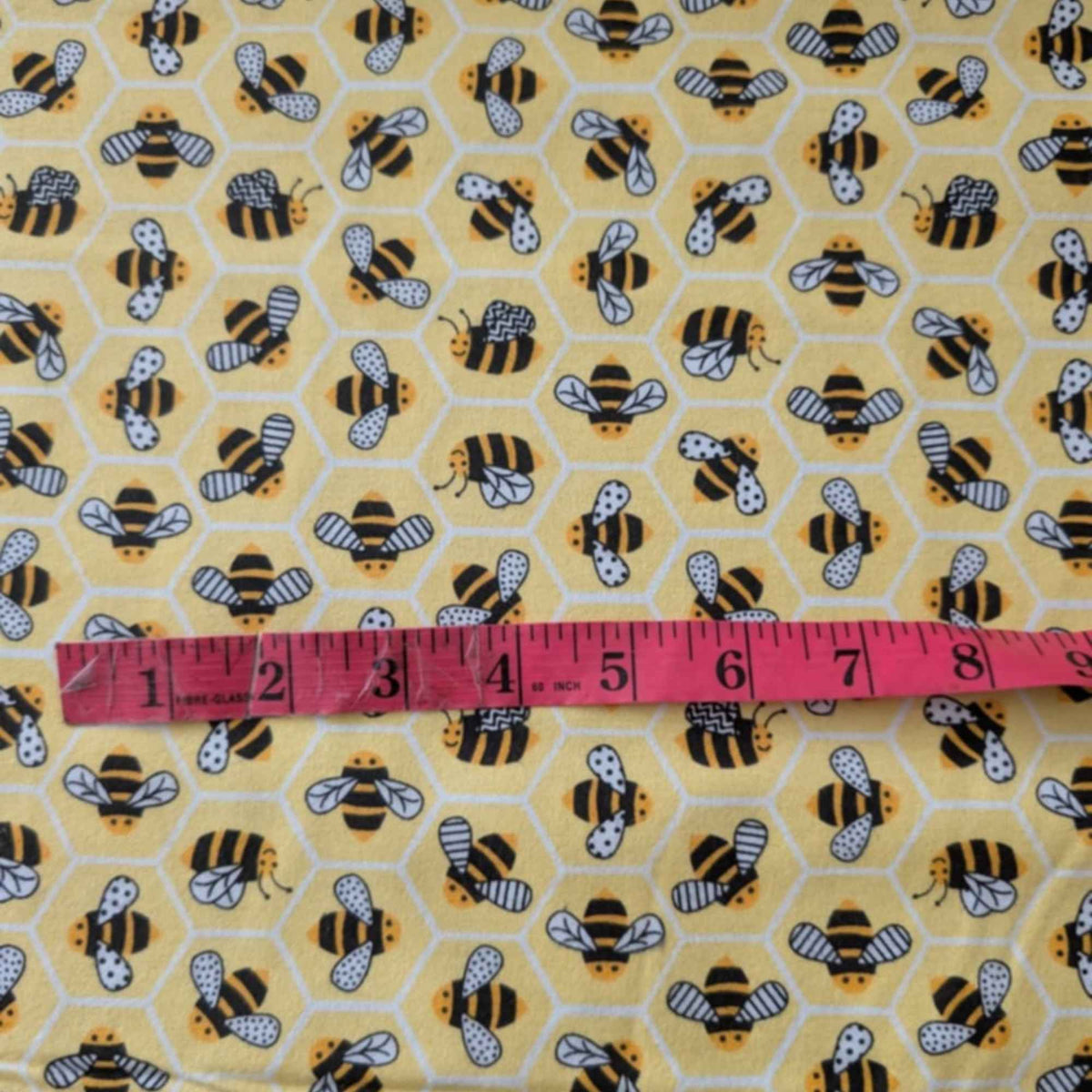 Honey Bees on Yellow Cotton Flannel – Brushed Soft Oeko - Tex Standard 100
