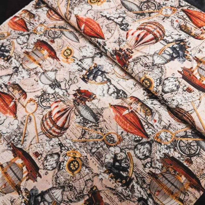 Hot Air Balloon Cotton Fabric – Parchment | Alternative Age