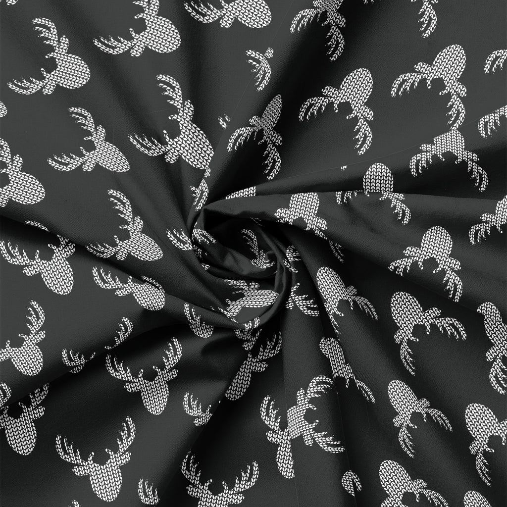 Knit Look Deer Cotton Fabric – Charcoal | North of Ordinary | Quilting Cotton
