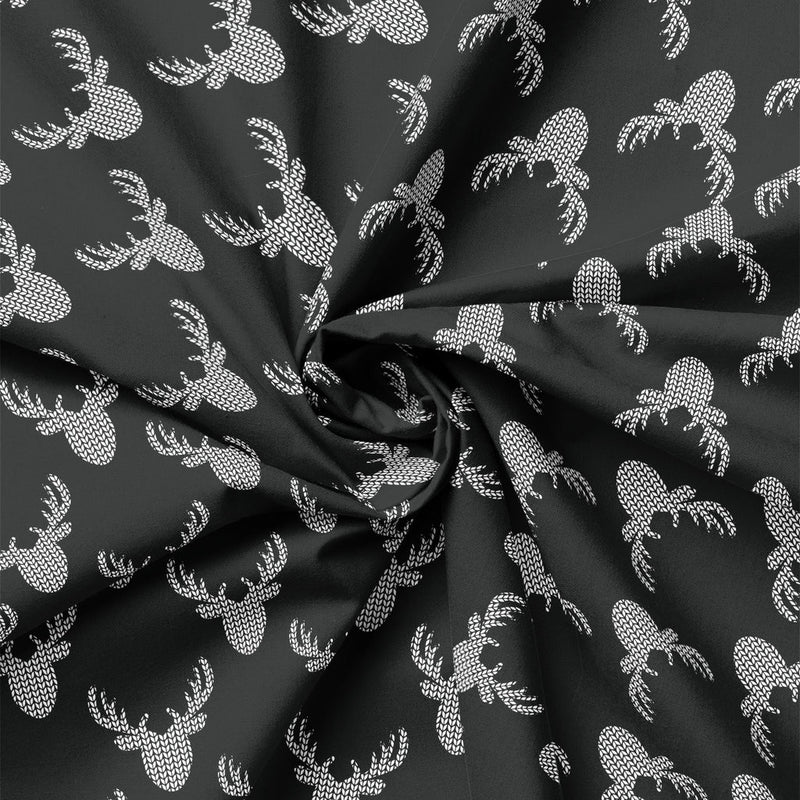 Knit Look Deer Cotton Fabric – Charcoal | North of Ordinary | Quilting Cotton