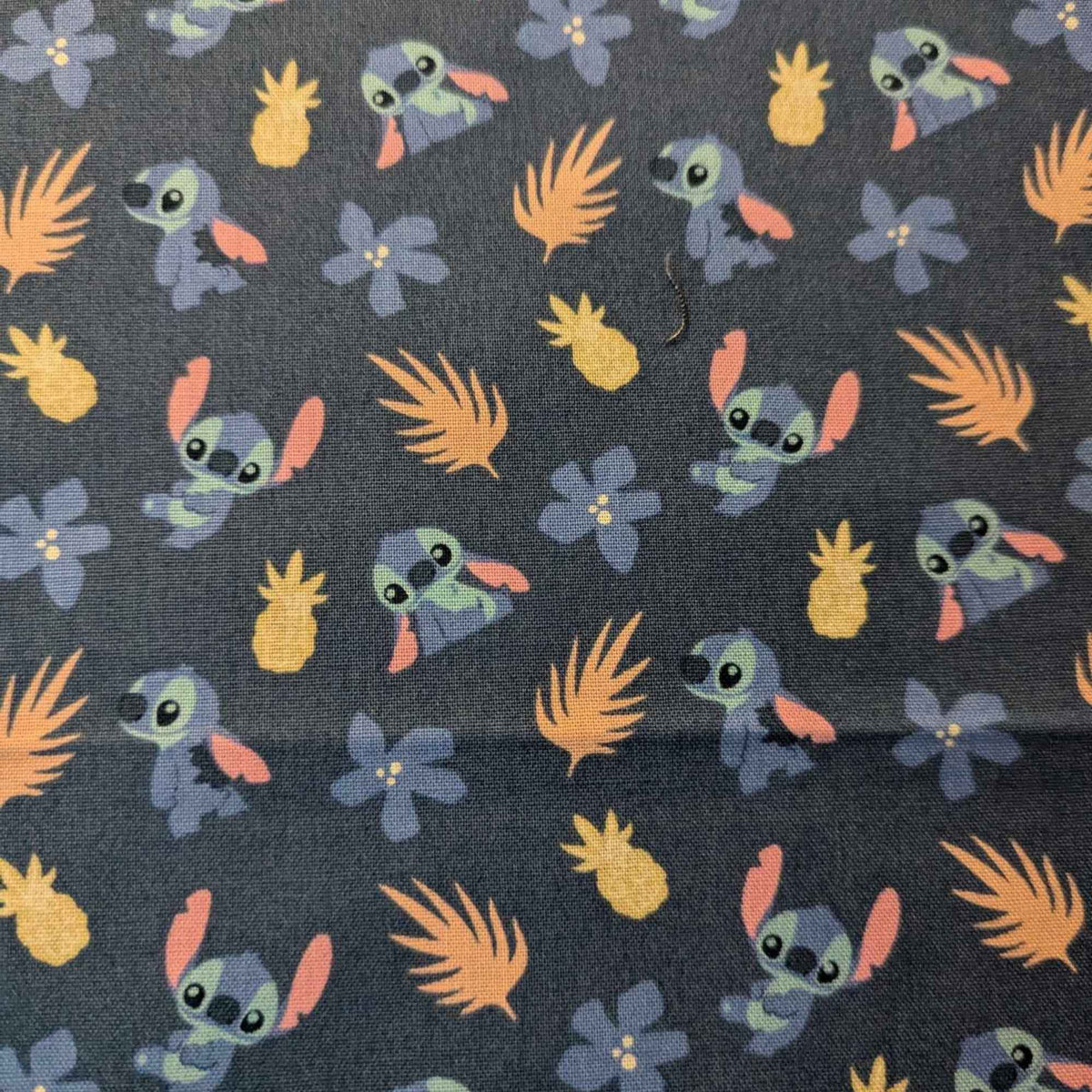 Lilo & Stitch Cotton Fabric, Disney Stitch Garden Blue