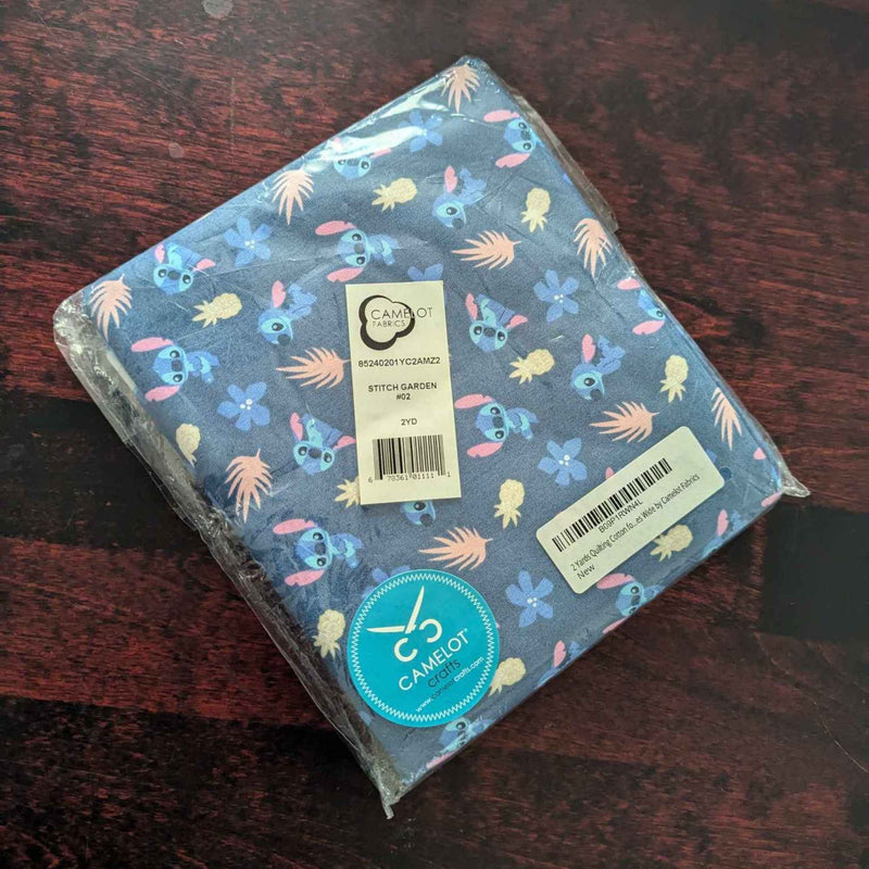 Lilo & Stitch Cotton Fabric, Disney Stitch Garden Blue