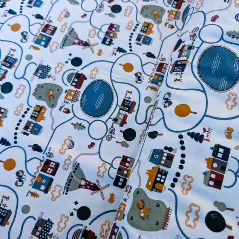 Map Print Jersey Knit Fabric