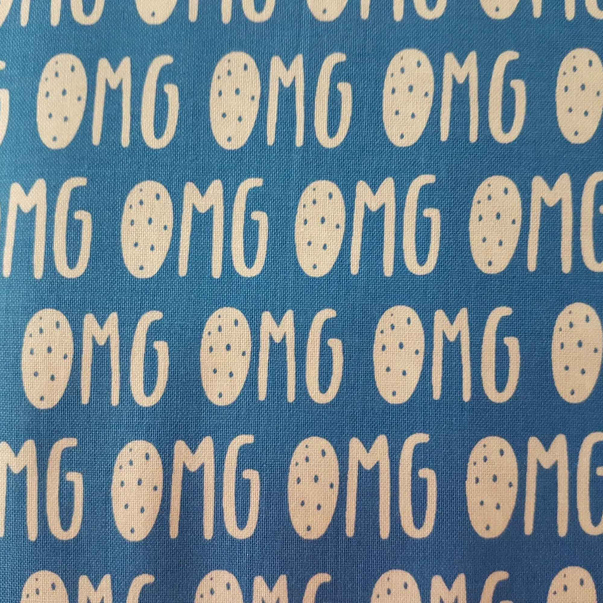 Michael Miller Glam Girls OMG! - White Text on Aqua Blue Quilting Cotton