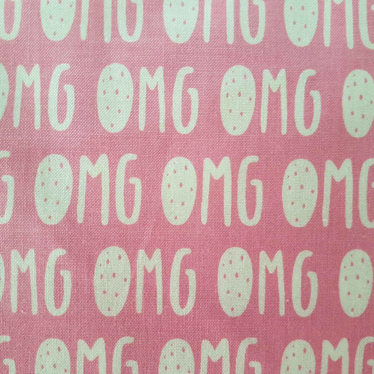Michael Miller Glam Girls OMG! - White Text on Pink Quilting Cotton