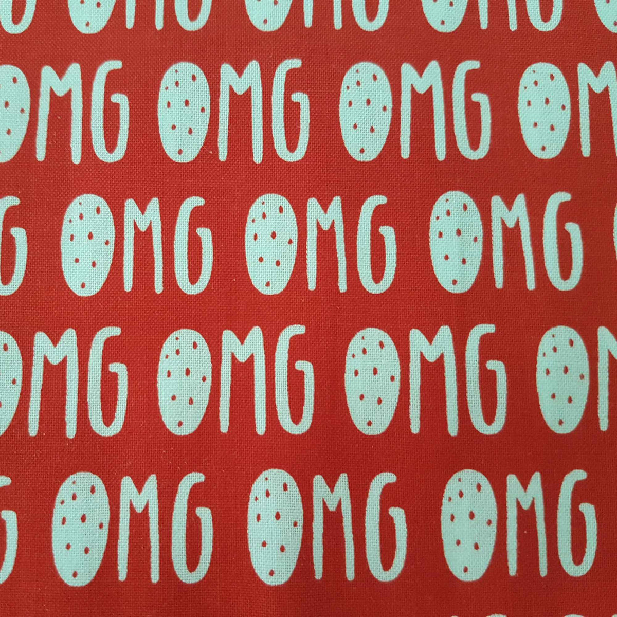 Michael Miller Glam Girls OMG! - White Text on Red Quilting Cotton