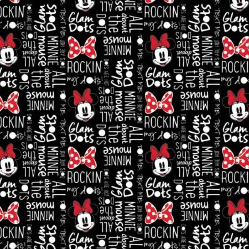 Minnie Mouse All About The Dots Cotton Black 1 - yd PRECUT