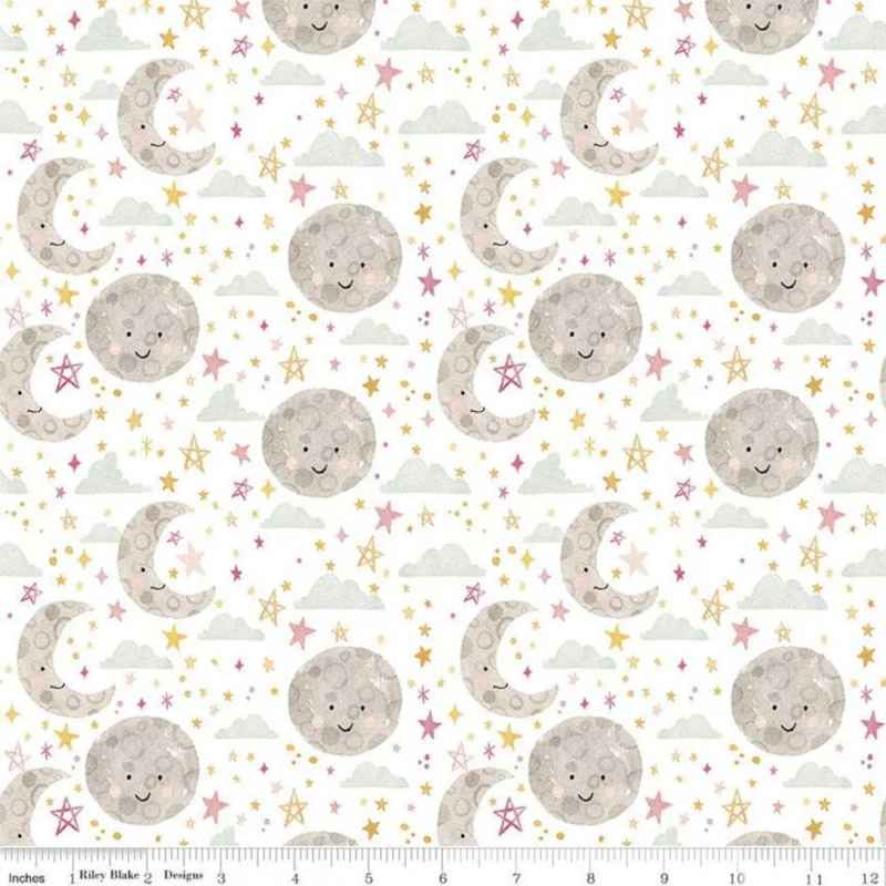 Moon and Stars, Nursery FLANNEL, Baby Girl by Echo Park