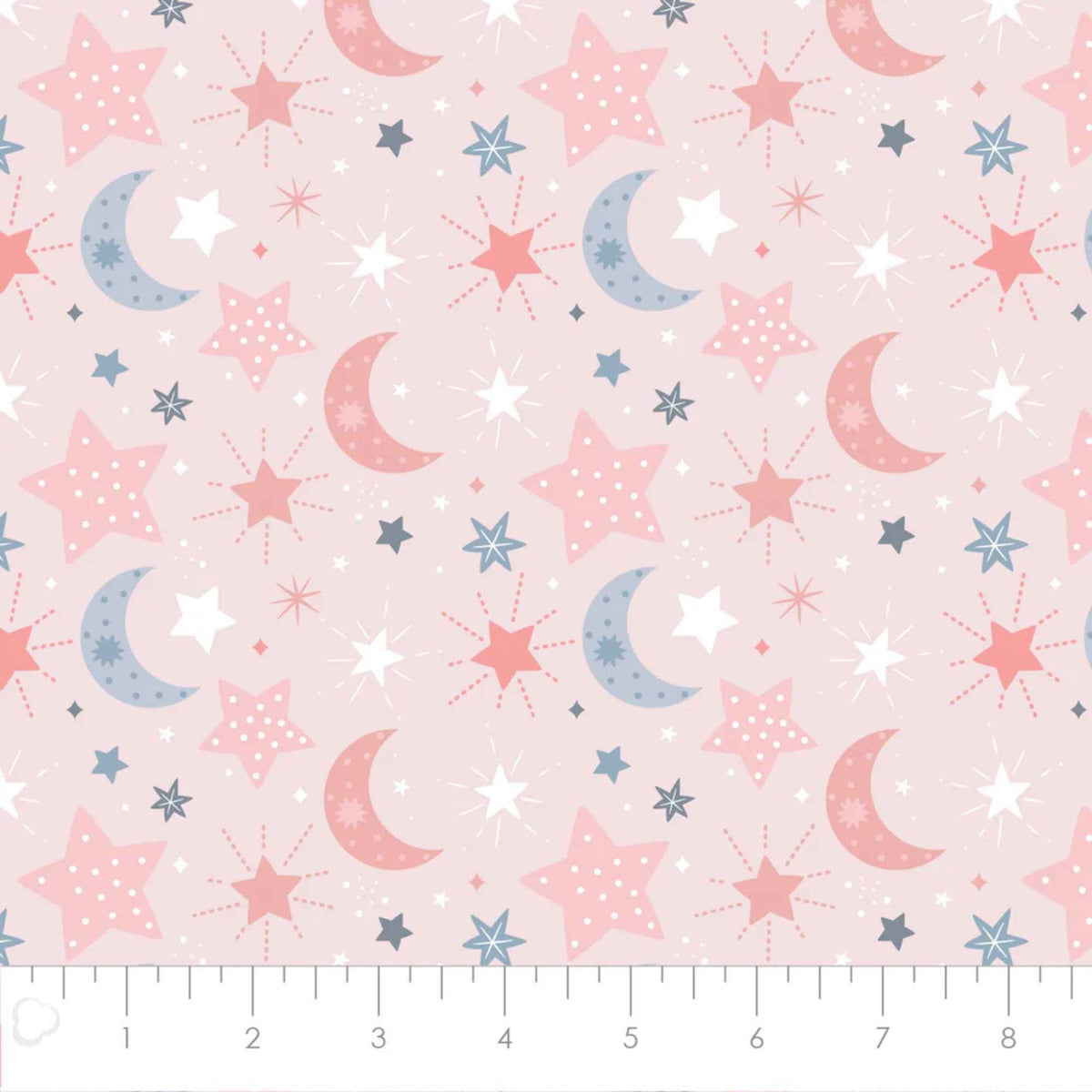 Moon Child Pink Cotton Flannel – Moons, Stars & Constellations