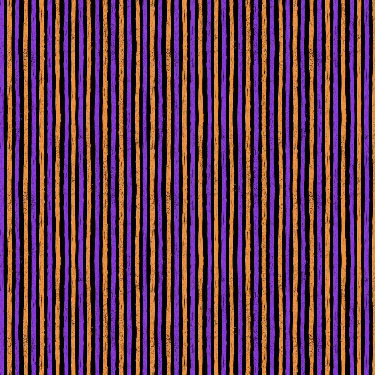 Moonlit Manor Halloween Stripe Cotton Fabric – Purple, Orange & Black