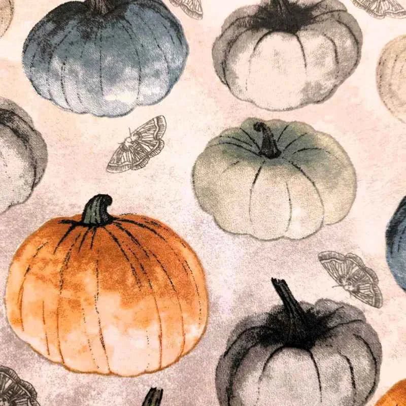 Muted Gray and Orange Pumpkins FLANNEL