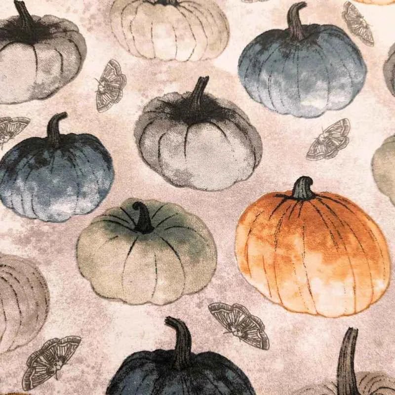 Muted Gray and Orange Pumpkins FLANNEL