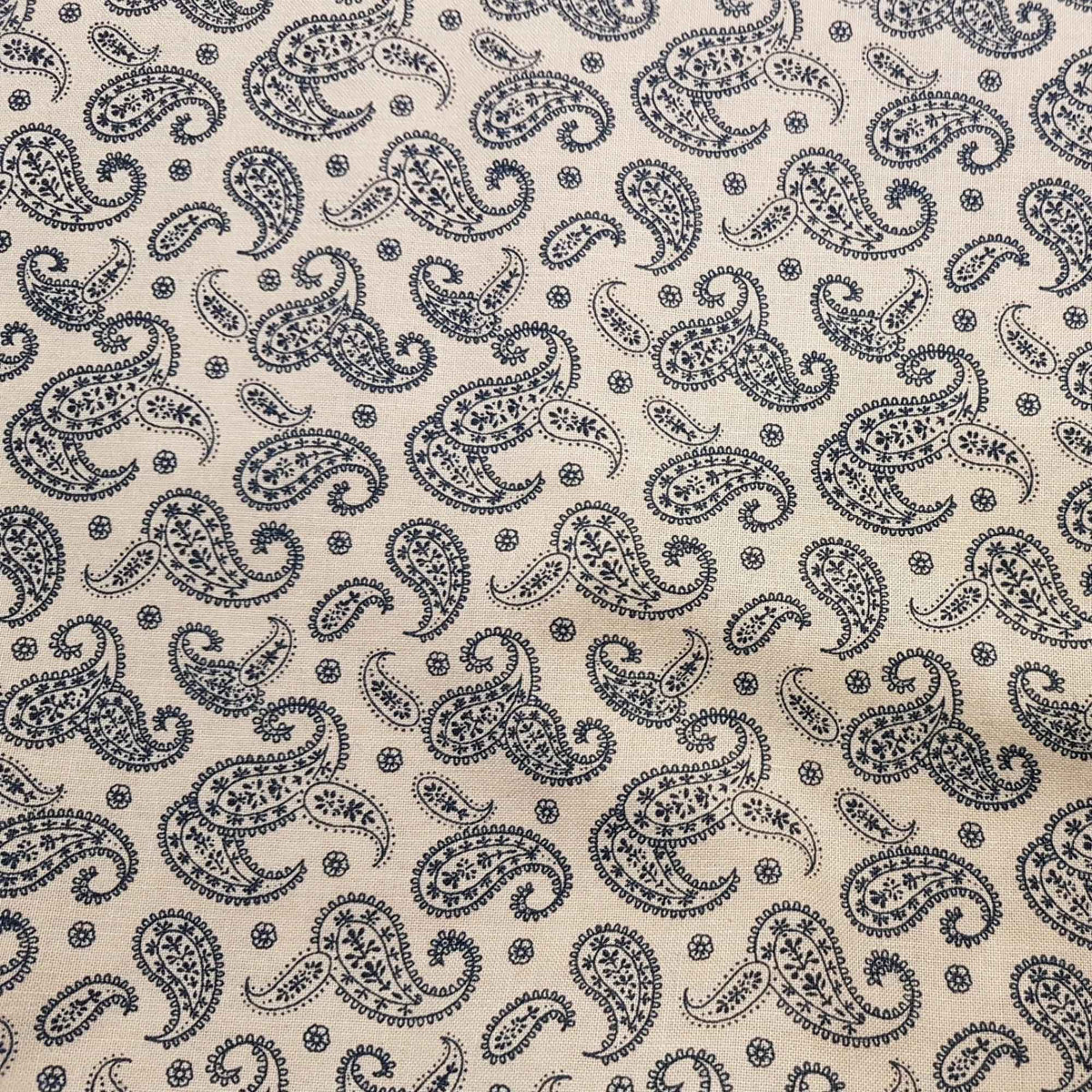 Navy Paisley on Cream Cotton Fabric – Classic Quilting & Sewing Fabric