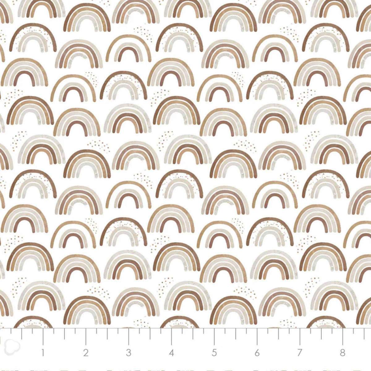 Neutral Rainbows White Cotton Flannel – Boho Rainbow Print