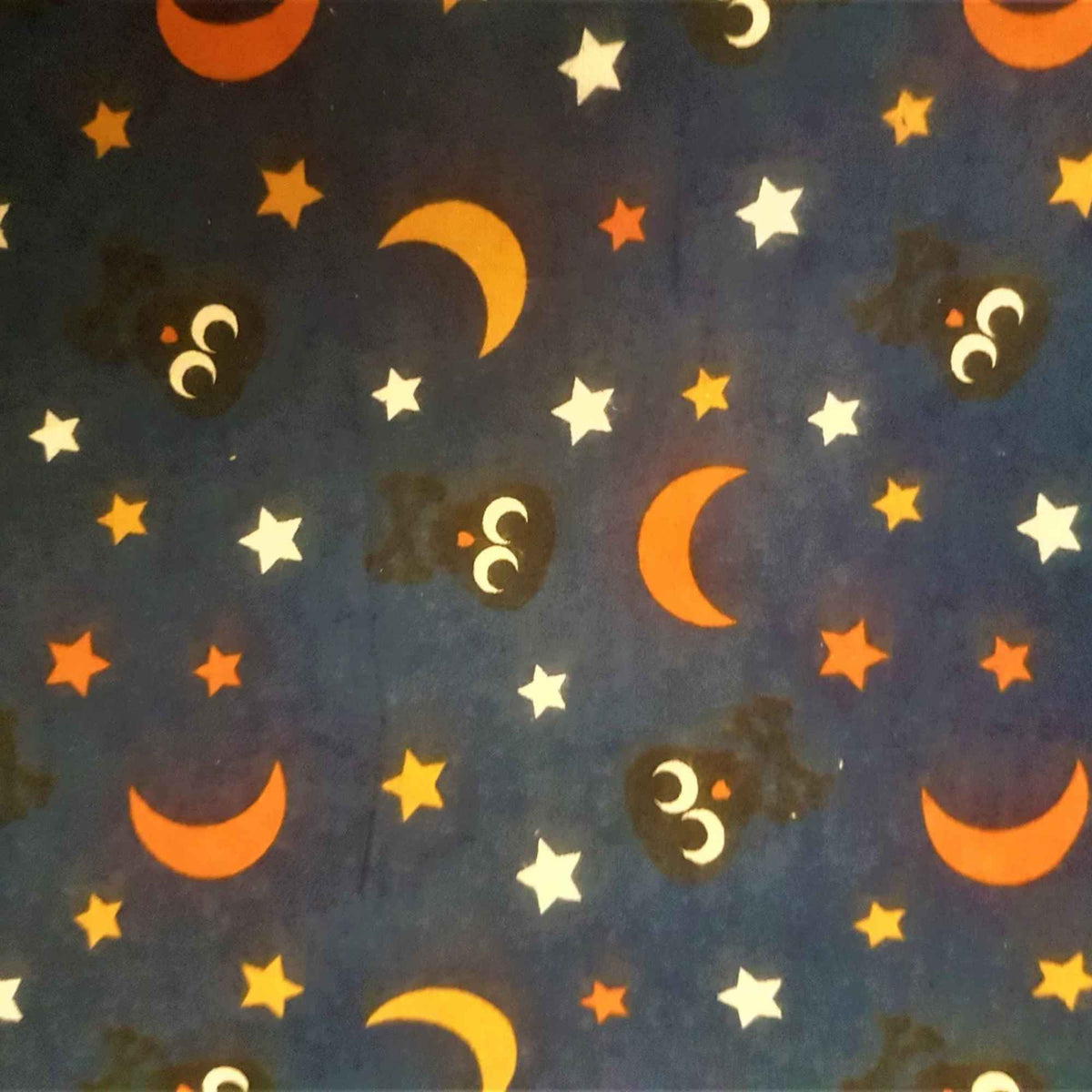 Night Sky Owls & Stars Cotton Flannel Fabric – 100% Cotton