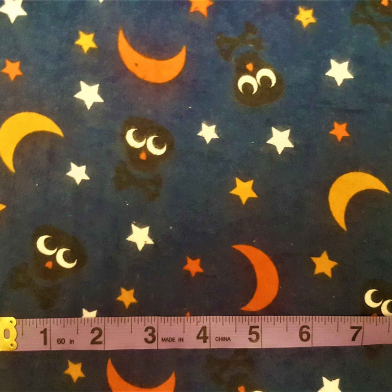 Night Sky Owls & Stars Cotton Flannel Fabric – 100% Cotton