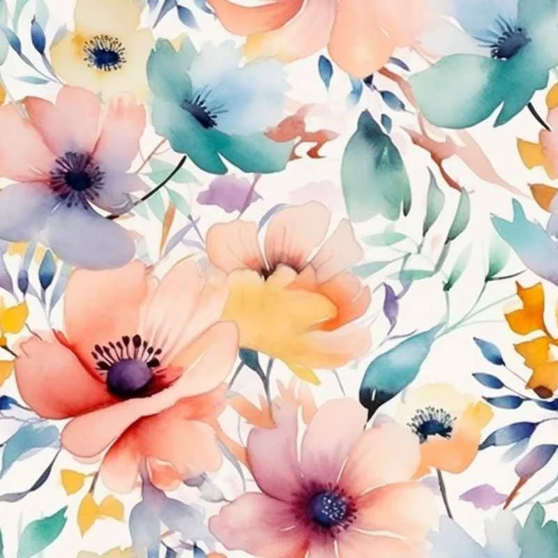 Pastel Watercolor Flowers, Soft Summer Florals, PUL Laminated