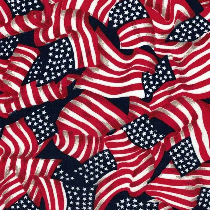 Patriots American Flags Allover, Quilting Cotton