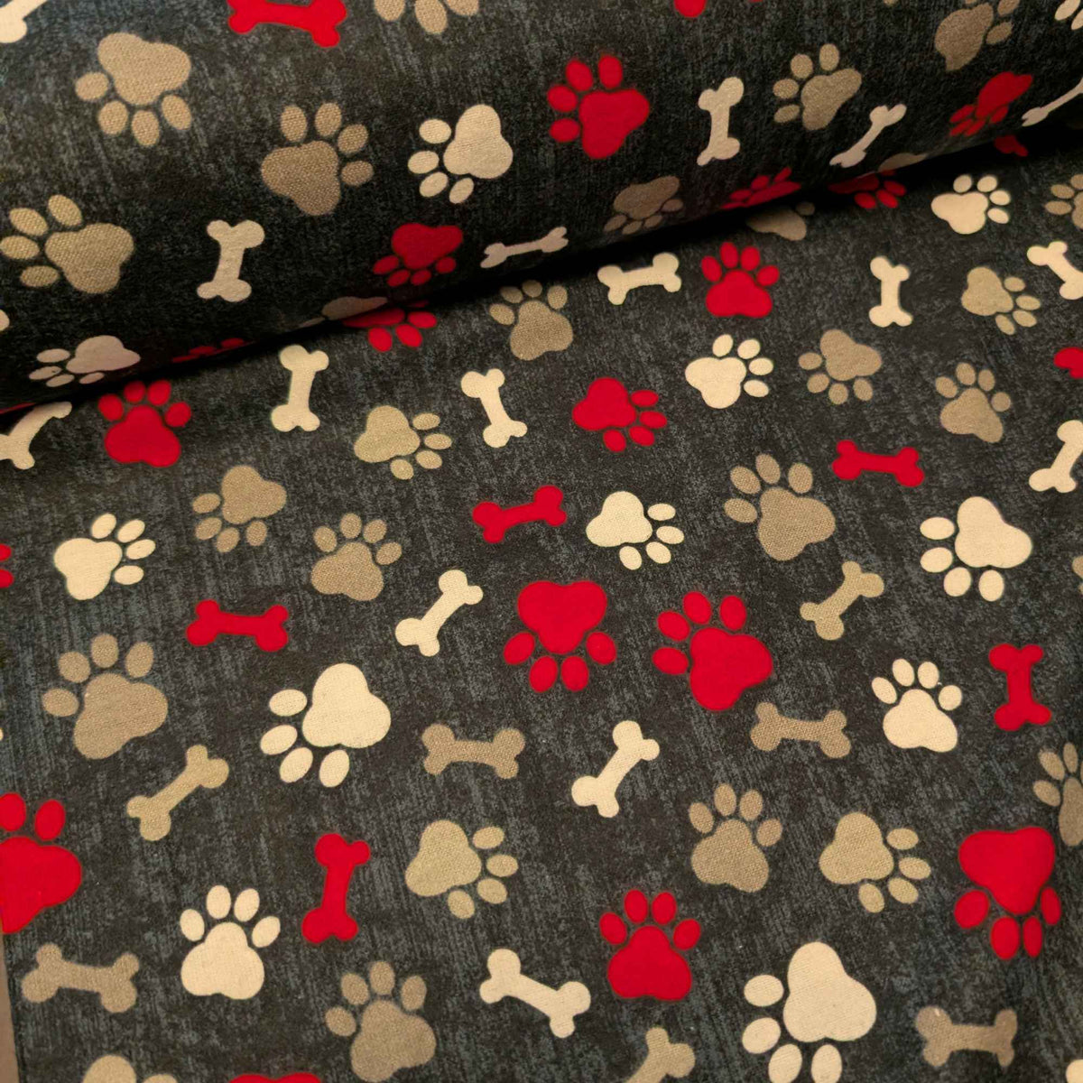 Paw Prints and Bones Cotton FLANNEL | Soft Brushed | Dog Lovers