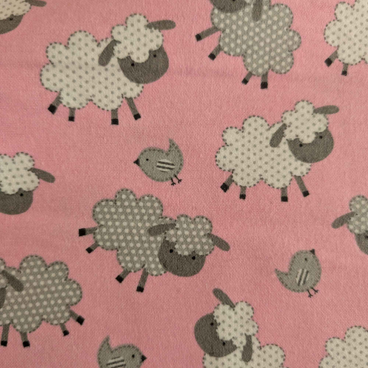 Pink Sheep & Chicks FLANNEL – Soft Brushed | Baby Girl Nursery & Quilting Fabric