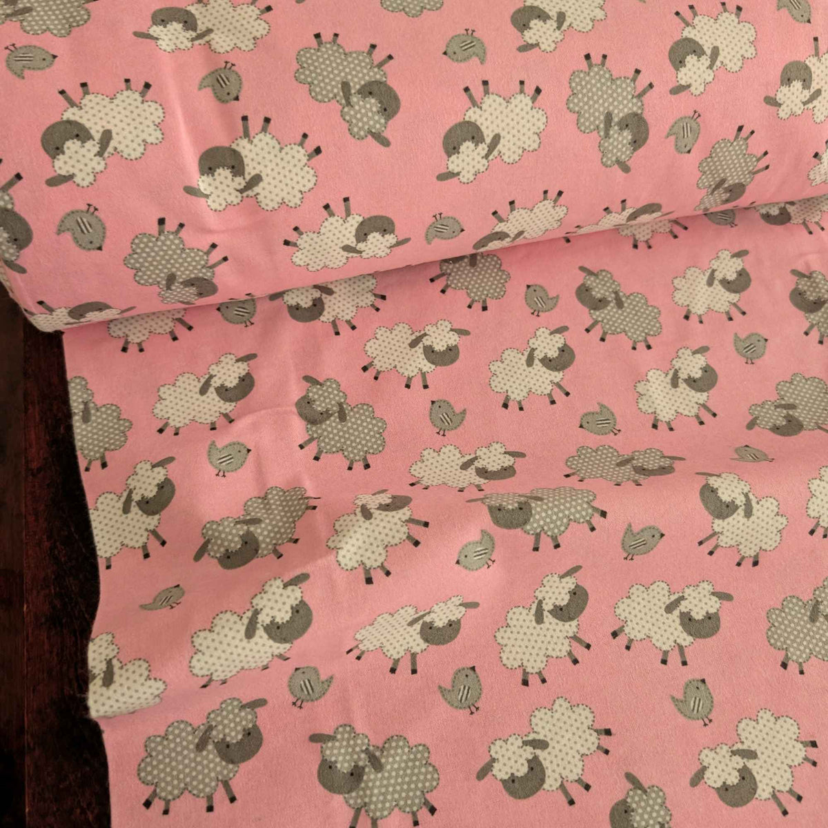 Pink Sheep & Chicks FLANNEL – Soft Brushed | Baby Girl Nursery & Quilting Fabric