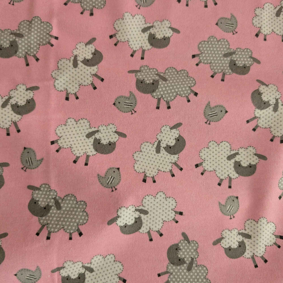 Pink Sheep & Chicks FLANNEL – Soft Brushed | Baby Girl Nursery & Quilting Fabric