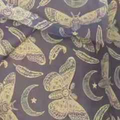 Celestial Moth FLANNEL Fabric on Purple Flannel