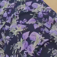 Challis fabric, Floral Print Fabric in Navy Fabric