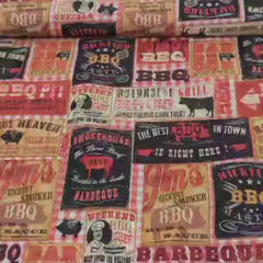 Spice BBQ Signs Fabric by Robert Kaufman