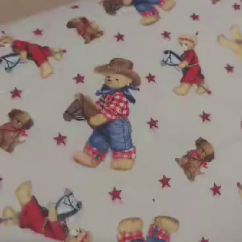 Teddy Bear FLANNEL on Cream flannel fabric