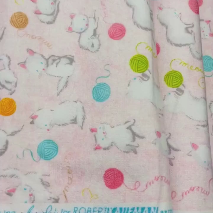 Cuddly Kittens Flannel Fabric by Robert Kaufman, Pink