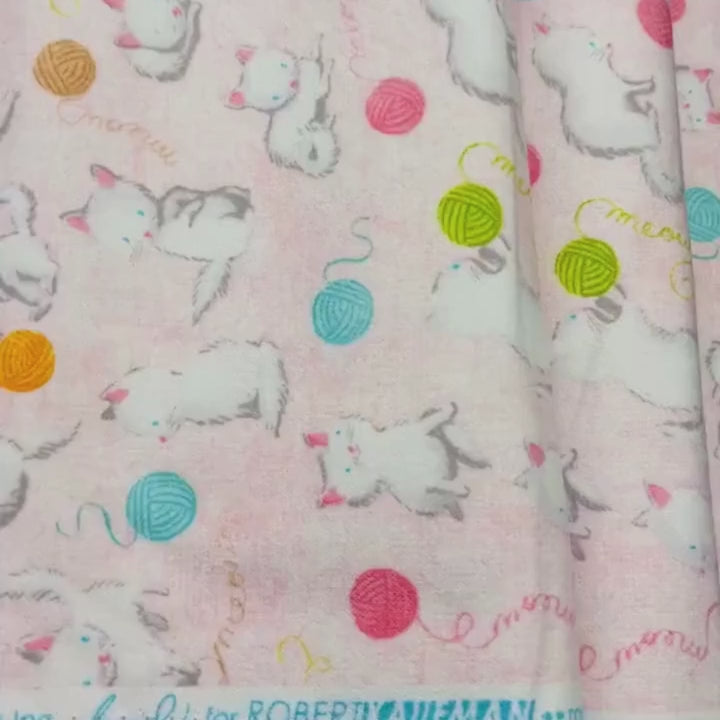 Cuddly Kittens Flannel Fabric by Robert Kaufman, Pink - Fabric Design Treasures