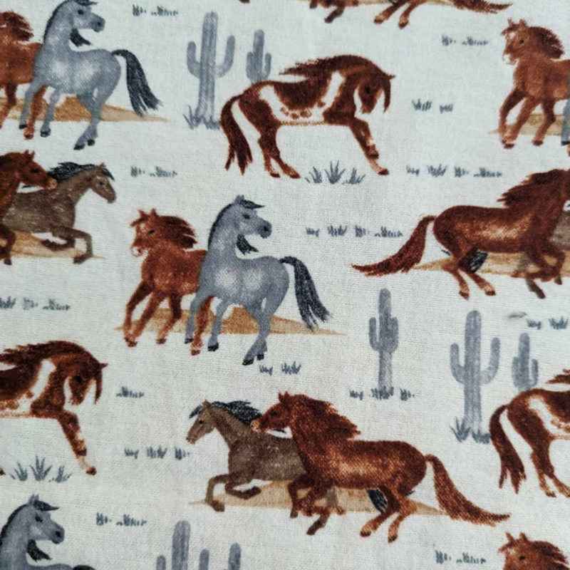 Racing Horse FLANNEL, Brown and Grey