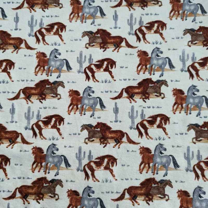 Racing Horse FLANNEL, Brown and Grey