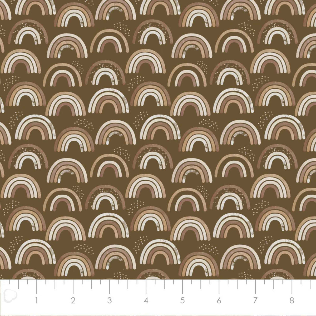Rainbows Dark Brown Cotton Flannel – Boho Rainbow Print