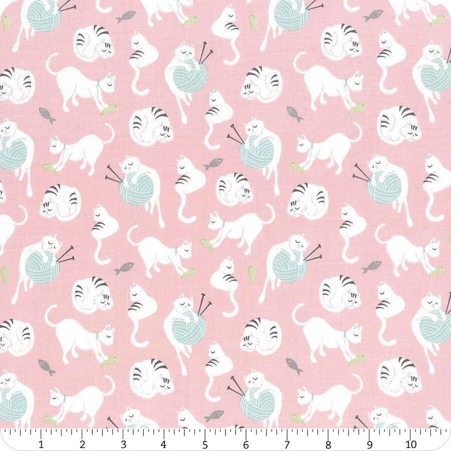 Riley Blake Purrfect Day Cats & Yarn Pink – My Mind’s Eye Quilting Cotton