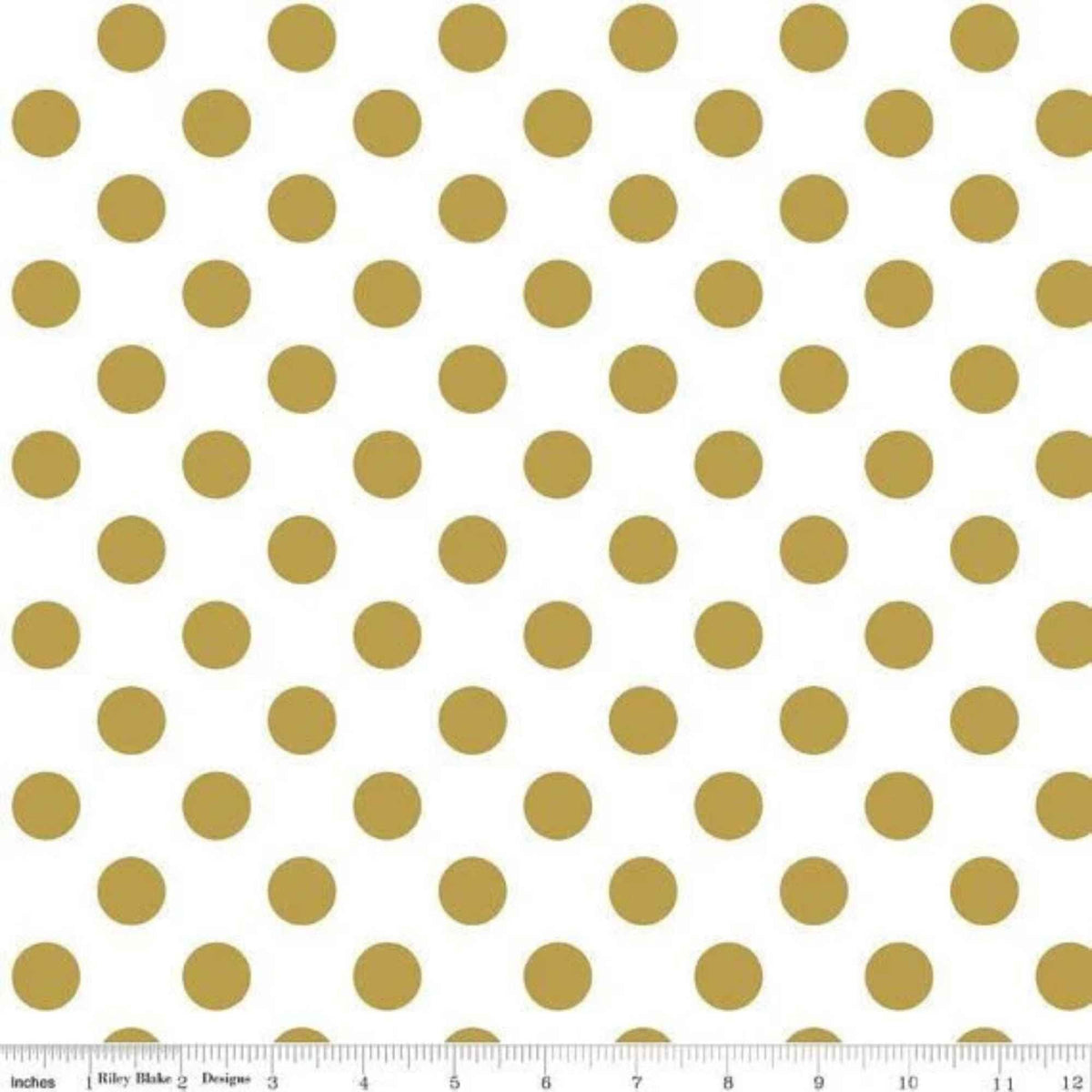 Riley Blake SC430 Sparkle Cotton Medium Dots - Gold on White Quilting Fabric