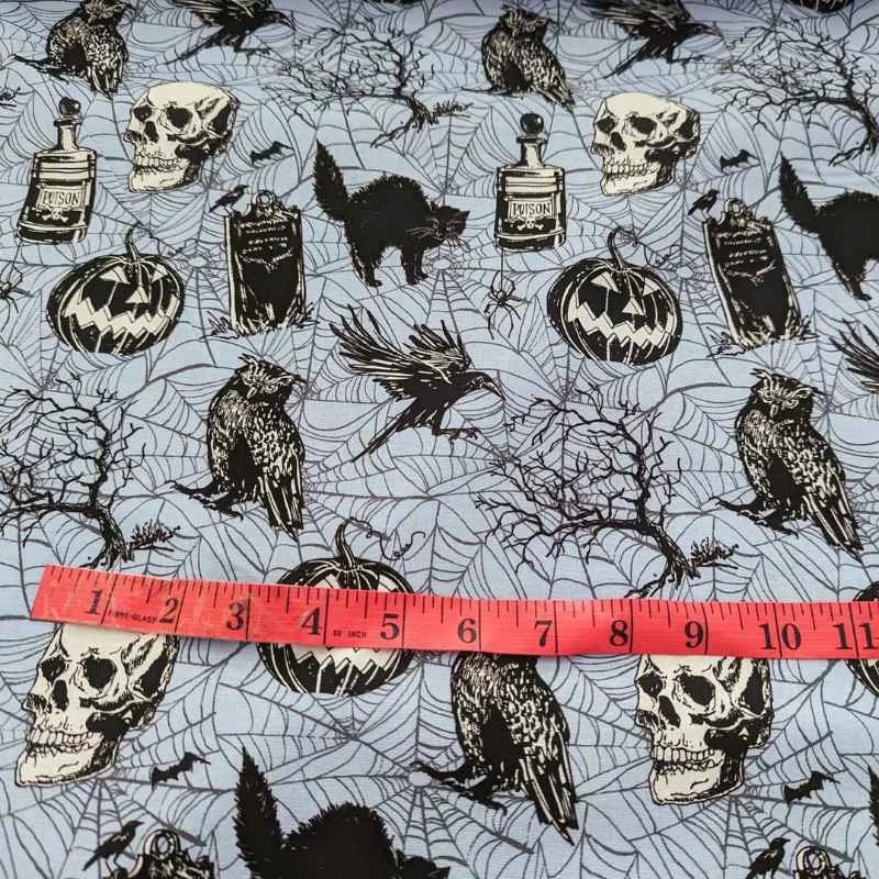 Robert Kaufman Blue Haunted Halloween Fabric, Quilting Cotton