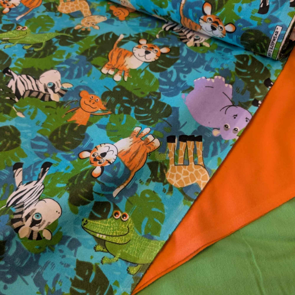 Safari Jungle Animals Cotton Flannel Fabric + Matching Solids