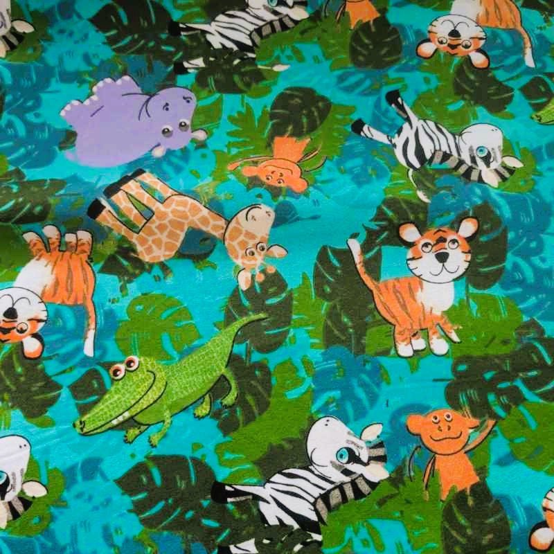 Safari Jungle Animals Cotton Flannel Fabric + Matching Solids