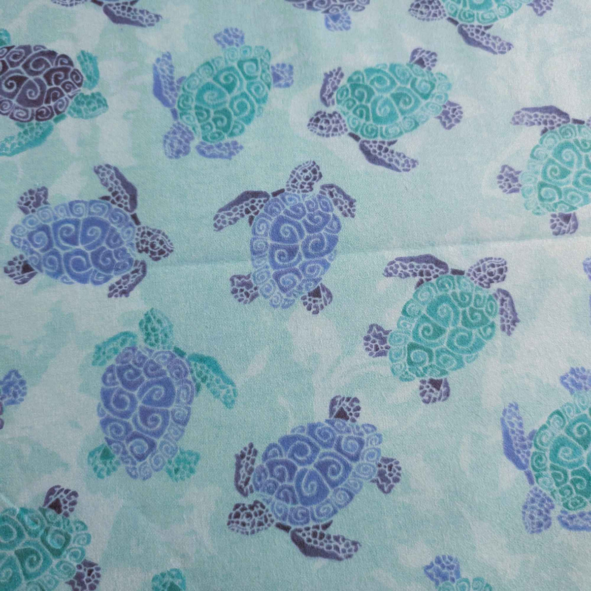 Sea Turtle FLANNEL – Aqua Ocean Print, Soft Brushed, OEKO - TEX Certified