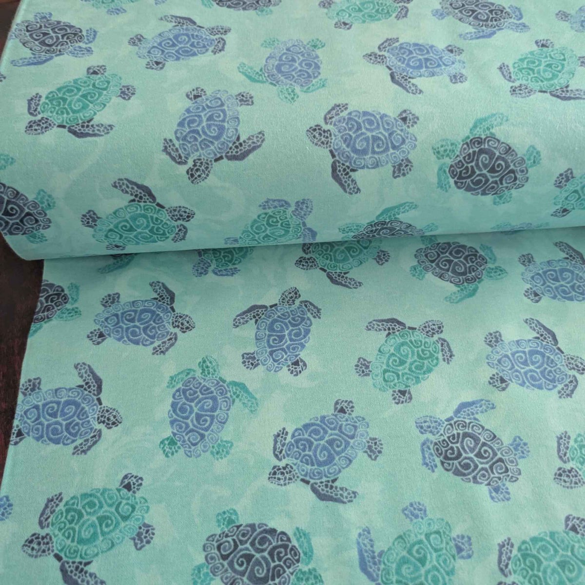 Sea Turtle FLANNEL – Aqua Ocean Print, Soft Brushed, OEKO - TEX Certified