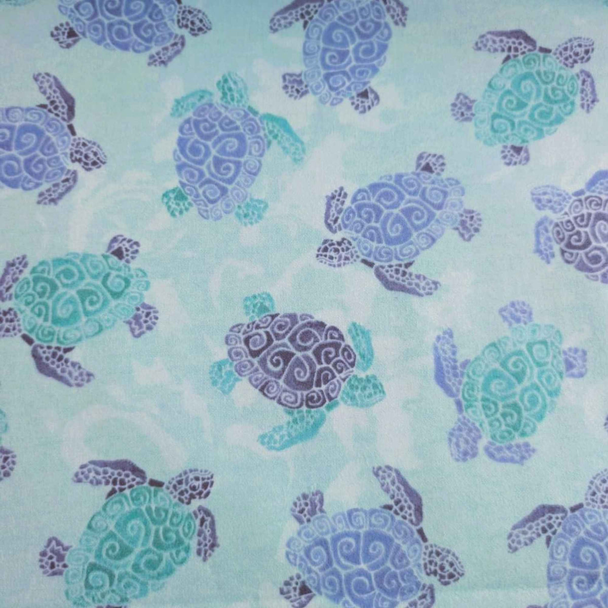 Sea Turtle FLANNEL – Aqua Ocean Print, Soft Brushed, OEKO - TEX Certified