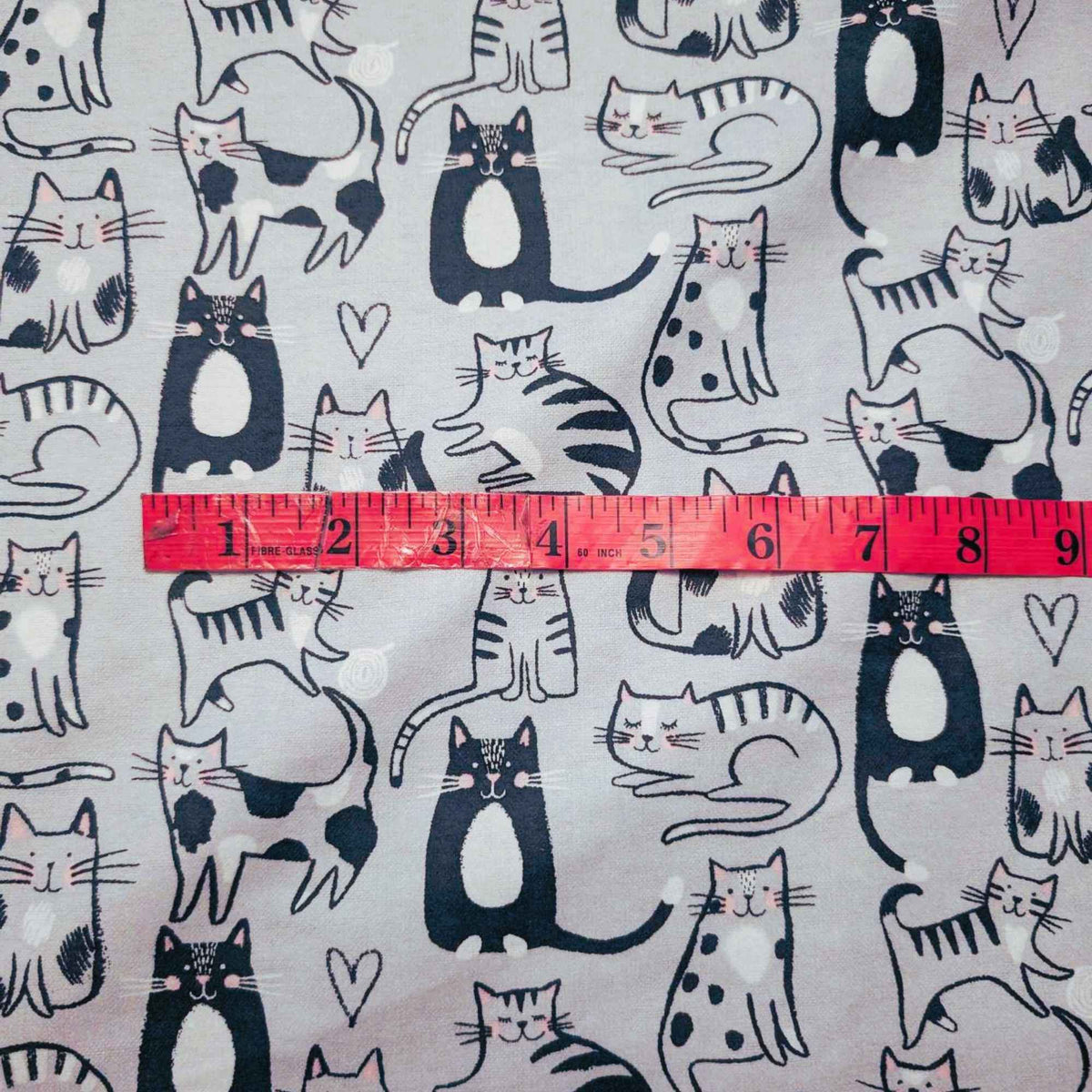 Sketch Cat Cotton Flannel – Grey with Playful Cats | 100% Cotton Flannel