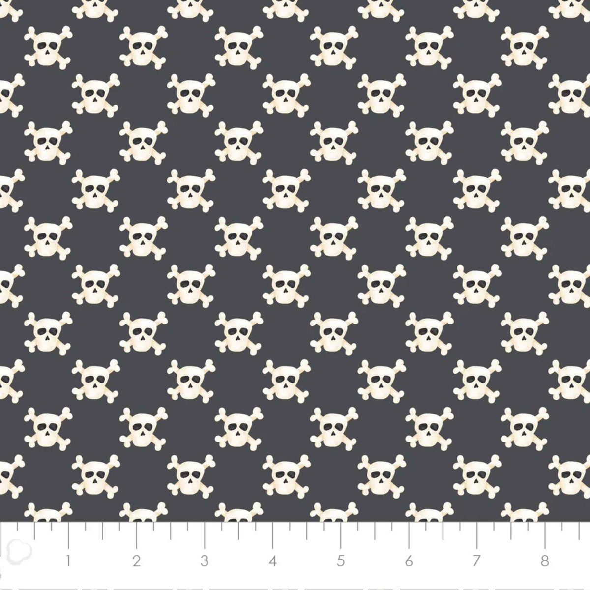 Skulls Black Cotton Flannel – Skull & Crossbones Pattern