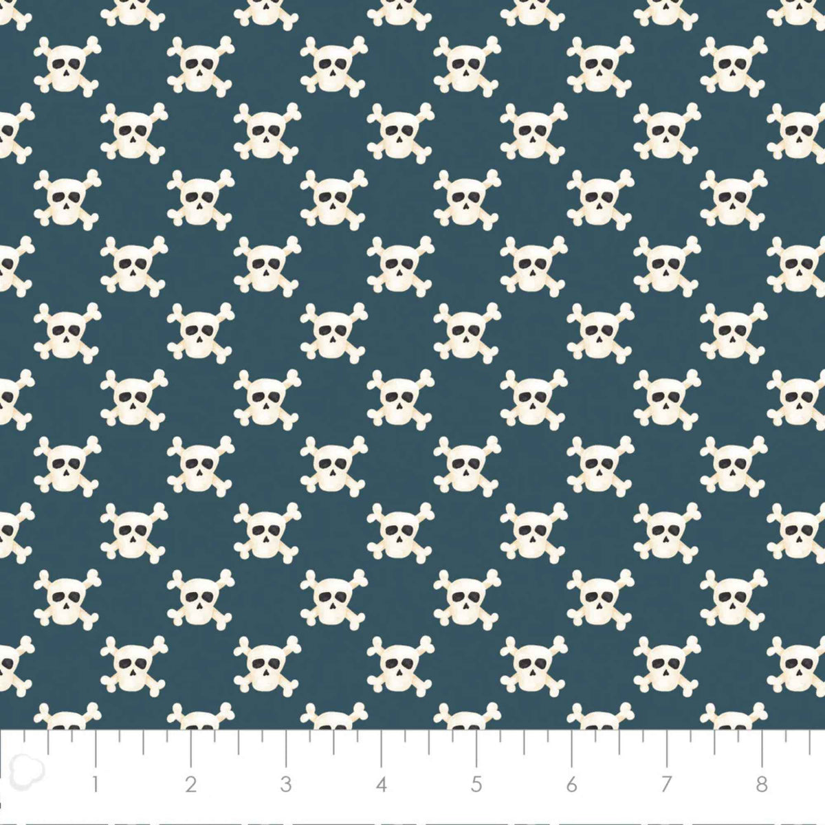 Skulls Navy Cotton Flannel – Pirate Skull & Crossbones