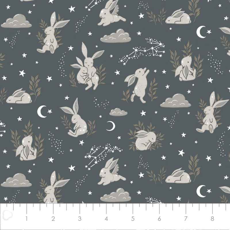 Soft & Cozy Cotton FLANNEL – Bunny Dreams in Grey