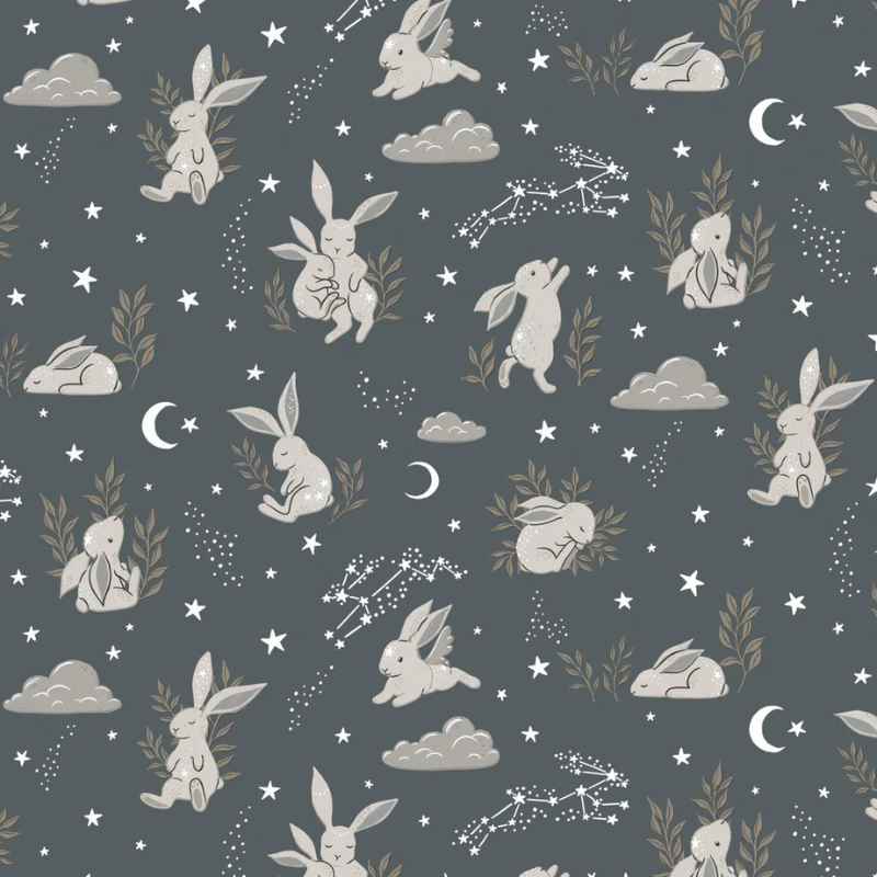 Soft & Cozy Cotton FLANNEL – Bunny Dreams in Grey